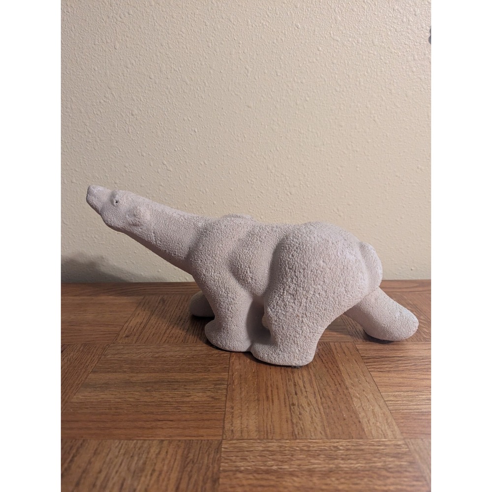 VINTAGE INUIT ESKIMO POLAR BEAR ART SCULPTURE Walking Bear Porcelain Textured - Picture 1 of 13